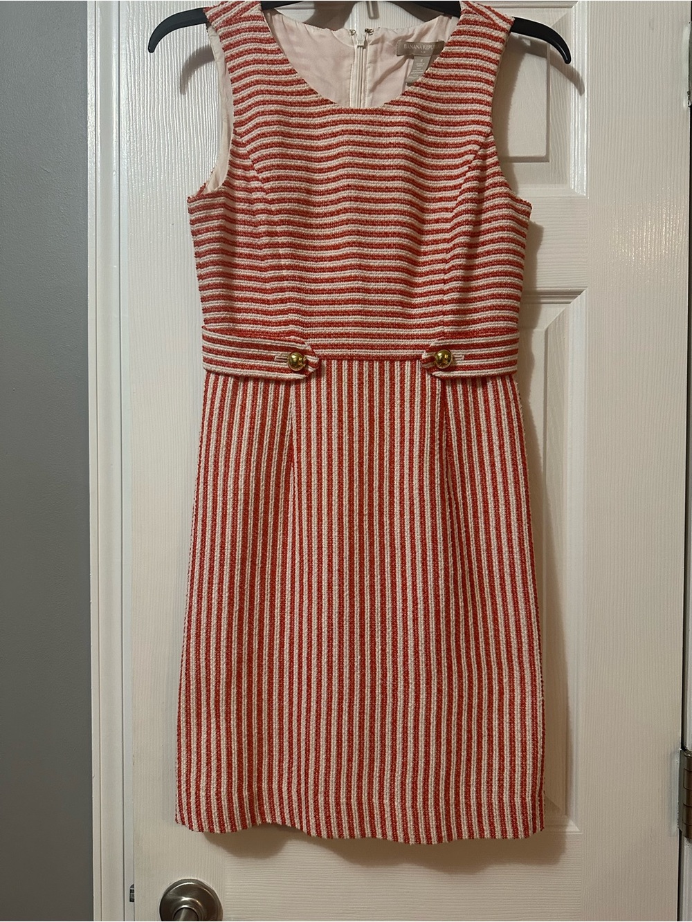 Banana Republic Vintage Sleeveless Orange and White Striped Dress- Size 2